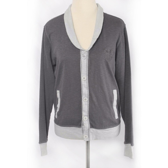 🍍RUDE Gray Slub Knit Monogram Cardigan - Picture 1 of 6